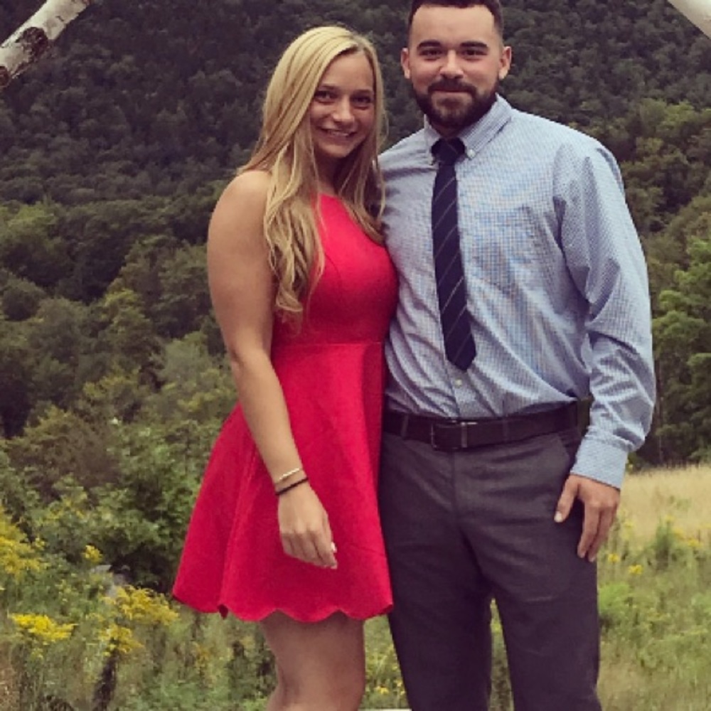 Red strappy skater dress